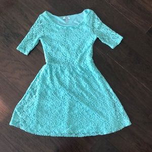 Teal lacy spring dress